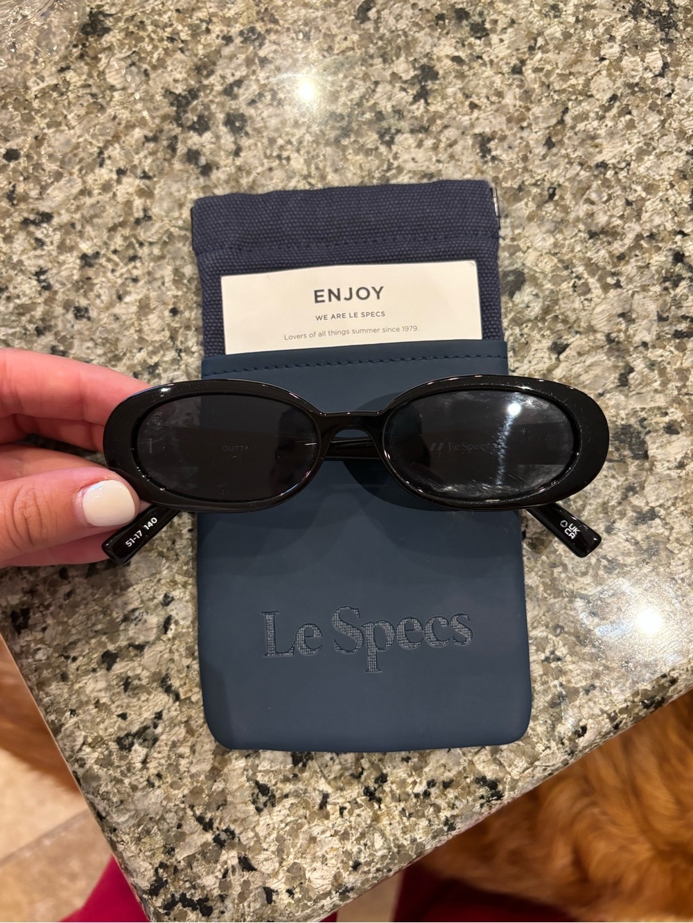 Le Specs Black Oval Sunglasses with Dark Lenses